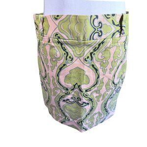J.Crew Womens Size 4 Green & Pink Brocade Mini Skirt With Side Zipper